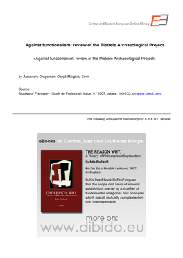 Review of the Pietrele Archaeological Project