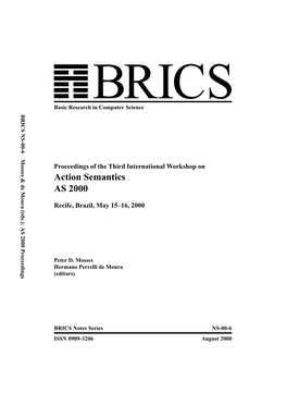 Action Semantics AS 2000 Basic Research in Computer Science