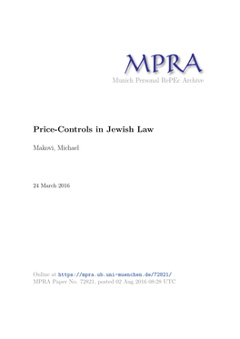 Price-Controls in Jewish Law