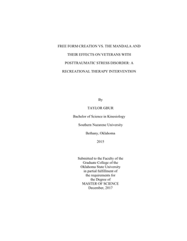 Free Form Creation Vs. the Mandala and Their Effects on Veterans with Posttraumatic Stress Disorder: a Recreational Therapy Intervention