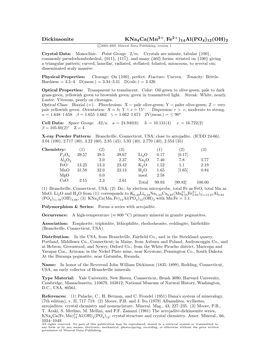 Dickinsonite Kna4ca(Mn2+,Fe2+)14Al(PO4)