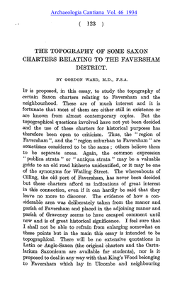 The Topography of Some Saxon Charters Relating to the Faversham District