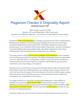 Plagiarism Checker X Originality Report Similarity Found: 10%