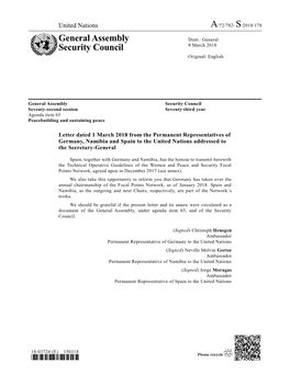 General Assembly Security Council Seventy-Second Session Seventy-Third Year Agenda Item 65 Peacebuilding and Sustaining Peace