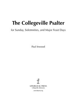 The Collegeville Psalter for Sunday, Solemnities, and Major Feast Days