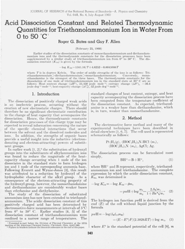 Acid Dissociation Constant and Related Thermodynamic Quantities for Triethanolammonium Ion in Water from 0 to 50 °C