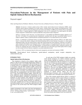 Oxycodone/Naloxone in the Management of Patients with Pain and Opioid–Induced Bowel Dysfunction