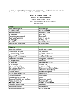 Flora of Waters Gulch Trail Shasta Lake Ranger District Trees Shrubs