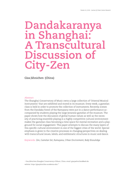 Dandakaranya in Shanghai: a Transcultural Discussion of City-Zen