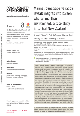 Marine Soundscape Variation Reveals Insights Into Baleen Whales and Their Environment: a Case Study in Central New Zealand