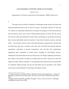 Organizations, Civil Society, and the Roots of Development,” NBER, October 2014