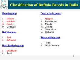 Classification of Buffalo Breeds in India