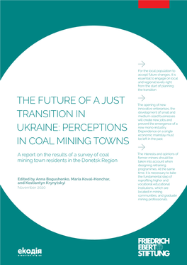 The Future of a Just Transition in Ukraine: Perceptions in Coal Mining Towns