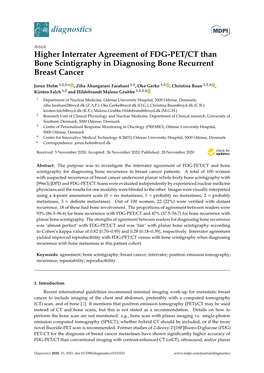 Higher Interrater Agreement of FDG-PET/CT Than Bone Scintigraphy in Diagnosing Bone Recurrent Breast Cancer