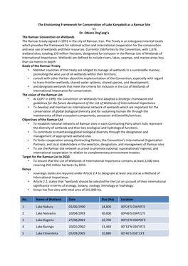 The Envisioning Framework for Conservation of Lake Kanyaboli As a Ramsar Site by Dr