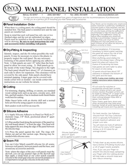 WALL PANEL INSTALLATION Belvue, KS 66407 • (800) 669-9867 • Fax: (800) 393-6699 • Installation Videos Available on Our Website