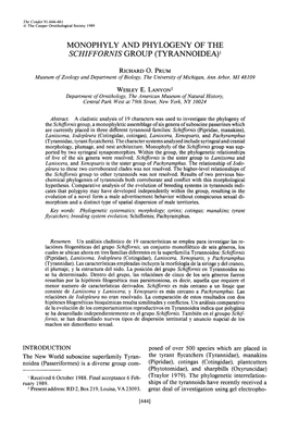 Monophyly and Phylogeny of the Schiffornis Group (Tyrannoidea)’