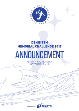 2019 Denis Ten Memorial Challenge: Announcement