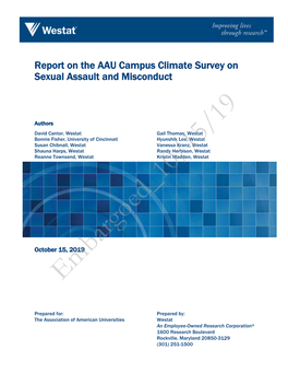 Report on the AAU Campus Climate Surevey on Sexual Assault And