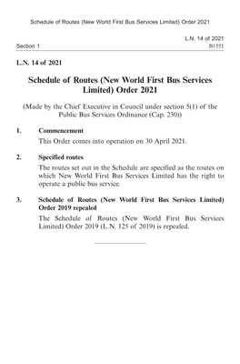 (New World First Bus Services Limited) Order 2021
