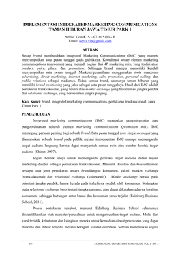 Implementasi Integrated Marketing Communications Taman Hiburan Jawa Timur Park 1