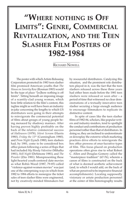 “Where Nothing Is Off Limits”: Genre, Commercial Revitalization, and the Teen Slasher Film Posters of 1982-1984