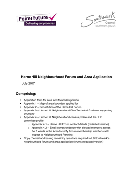 Herne Hill Neighbourhood Forum and Area Application July 2017