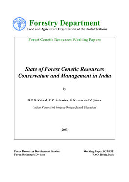 Forestry Department Food and Agriculture Organization of the United Nations