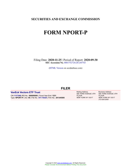 Vaneck Vectors ETF Trust Form NPORT-P Filed 2020-11-25