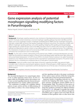 Gene Expression Analysis of Potential Morphogen Signalling Modifying Factors in Panarthropoda Mattias Hogvall, Graham E