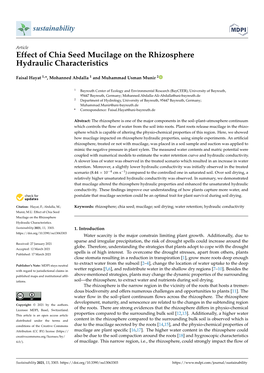 Effect of Chia Seed Mucilage on the Rhizosphere Hydraulic Characteristics