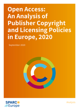 Open Access: an Analysis of Publisher Copyright and Licensing Policies in Europe, 2020