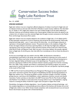 Conservation Success Index: Eagle Lake Rainbow Trout ONCORHYNCHUS MYKISS AQUILARUM Rev