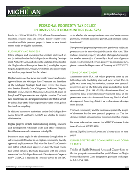 Personal Property Tax Relief in Distressed Communities (P.A