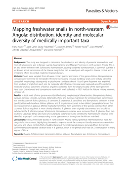 Mapping Freshwater Snails in North-Western Angola: Distribution, Identity and Molecular Diversity of Medically Important Taxa