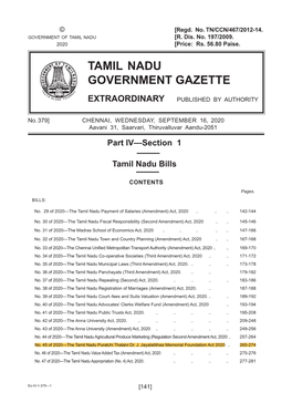 The Tamil Nadu Puratchi Thalaivi Dr. J Jayalalithaa Memorial Repeal and Ordinance 3 of Foundation Ordinance, 2020 Is Hereby Repealed