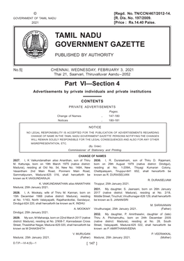 Tamil Nadu Government Gazette