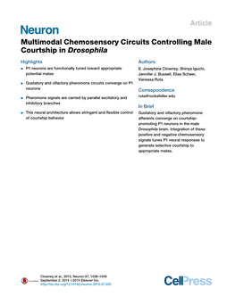 Multimodal Chemosensory Circuits Controlling Male Courtship in Drosophila