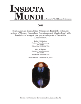 INSECTA MUNDIA Journal of World Insect Systematics