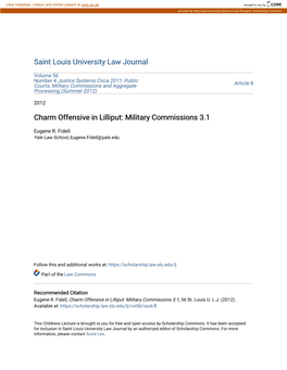 Military Commissions and Aggregate Article 8 Processing (Summer 2012)