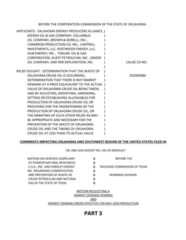 PART 3 Submitted by Email: Rrcconference@Rrc.Texas.Gov ​