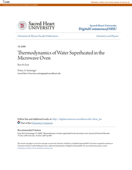 Thermodynamics of Water Superheated in the Microwave Oven Ben H