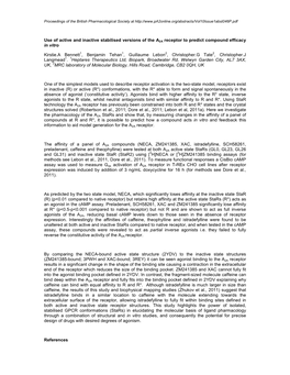 Use of Active and Inactive Stabilised Versions of the a 2A Receptor to Predict Compound Efficacy in Vitro