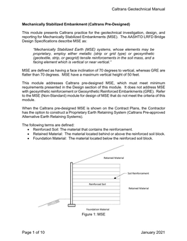 Mechanically Stabilized Embankment (Caltrans Pre-Designed)