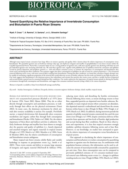 Toward Quantifying the Relative Importance of Invertebrate Consumption and Bioturbation in Puerto Rican Streams