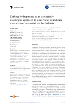 Drifting Hydrophones As an Ecologically Meaningful Approach to Underwater Soundscape Measurement in Coastal Benthic Habitats