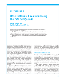 Case Histories: Fires Influencing the Life Safety Code