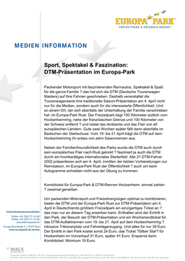 Sport, Spektakel & Faszination: DTM-Präsentation Im Europa-Park