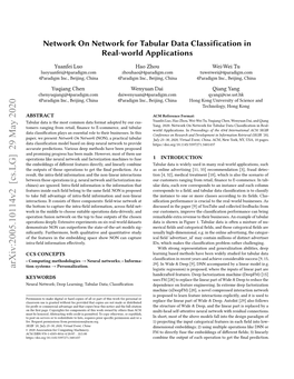 Network on Network for Tabular Data Classification in Real-World Applications
