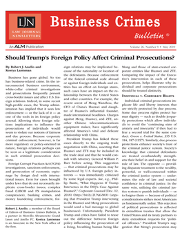 Should Trump's Foreign Policy Affect Criminal Prosecutions?